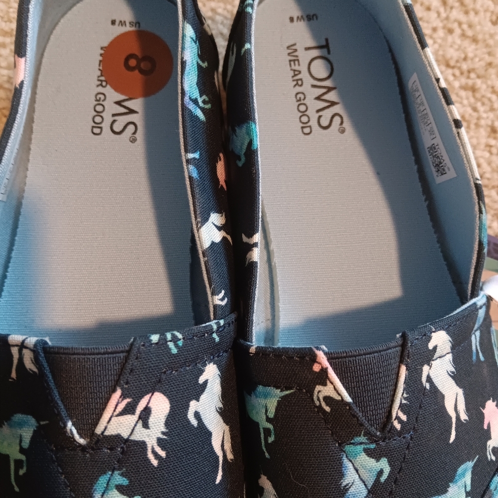 Toms Dark Indigo Watercolor Unicorn Alparagata. 8 NWT - Picture 5 of 5